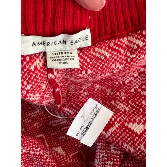 American Eagle Outfitters Cozy Knit Fair Isle Super High Rise Leggings Red XL - Picture 6 of 7